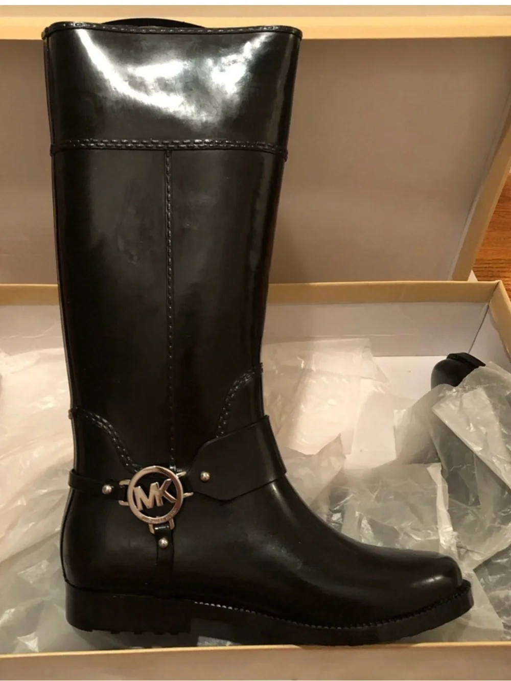 ‼️WOW‼️Michael Kors Glossy Black Tall Rain Boots♨️